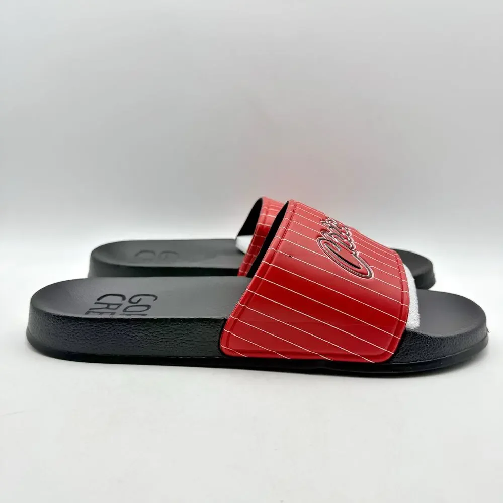 73 Studio Mens Chicago Sandals US 10 EU 43 Red Black Slides Rubber NWOB